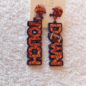 ITS Orange And purple Touch Down Pierced Earrings New